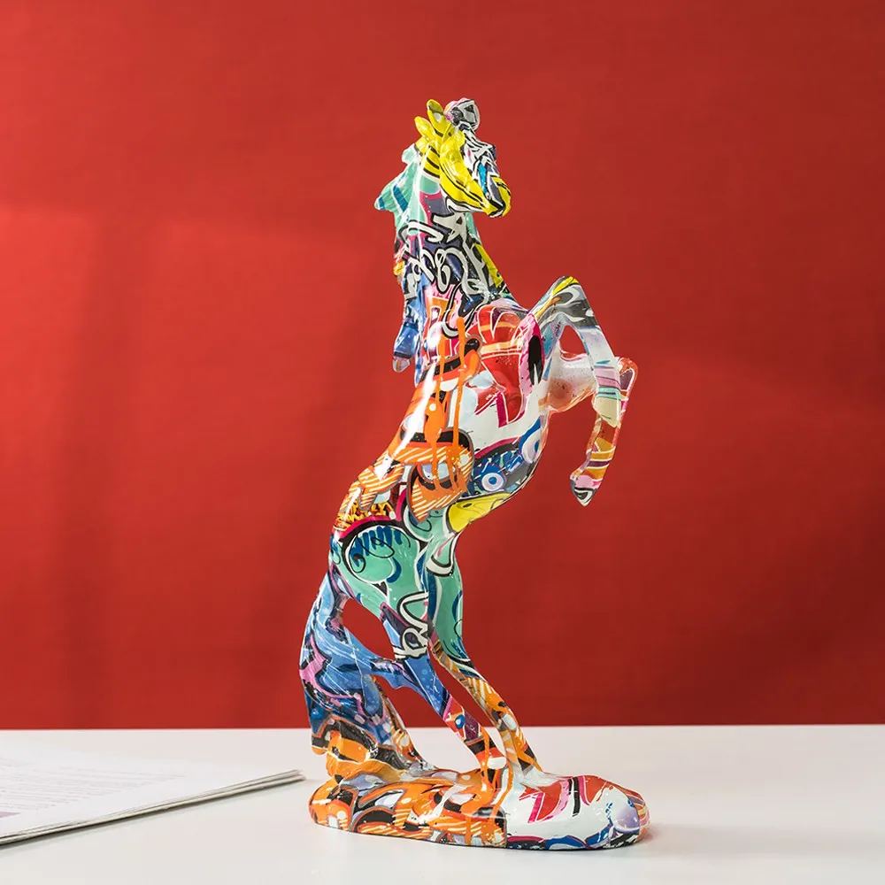 Resin Art Decoration Items - Estátua de cavalo graffiti, arte popular,