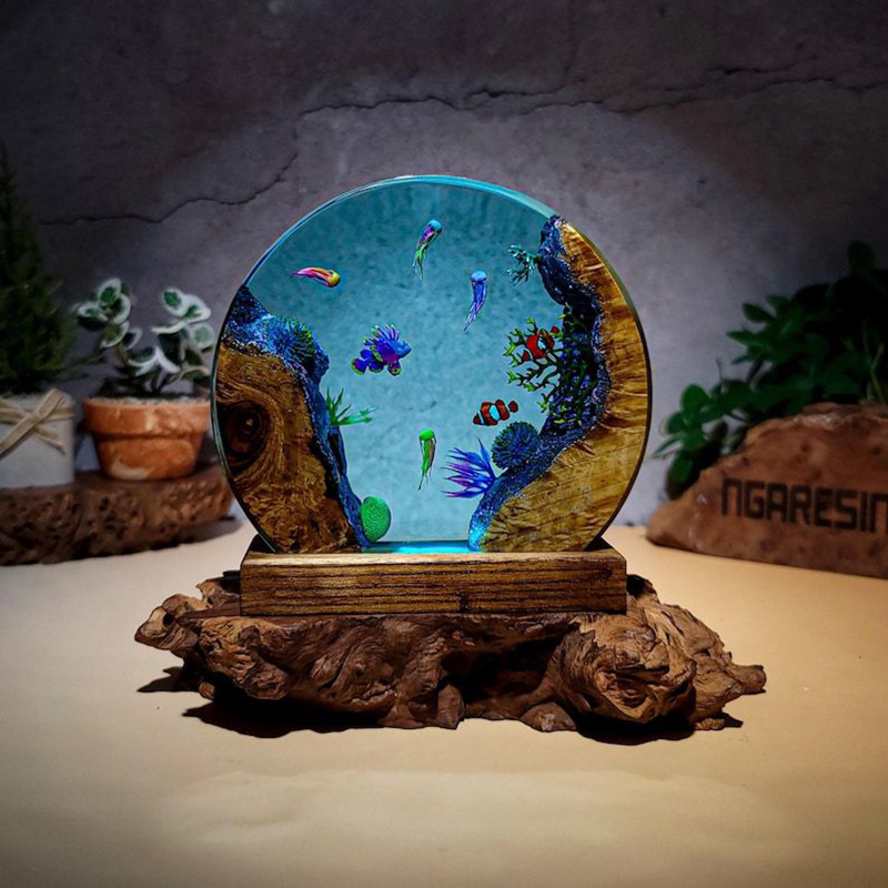 Resin Art And Decor - Luminária de Mesa de Resina com
