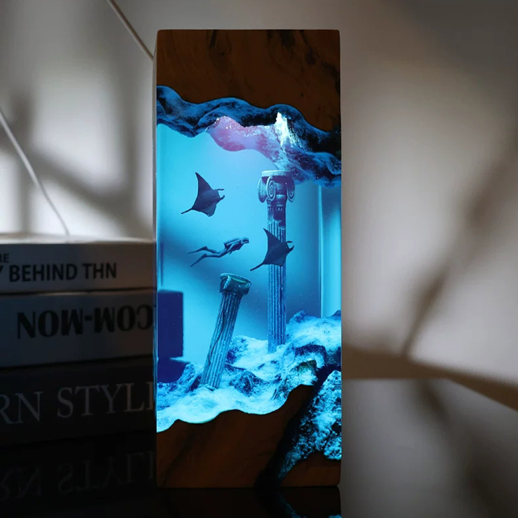 Resin Art Decoration Items - Luminária Noturna Manta Ray, Artesanato em