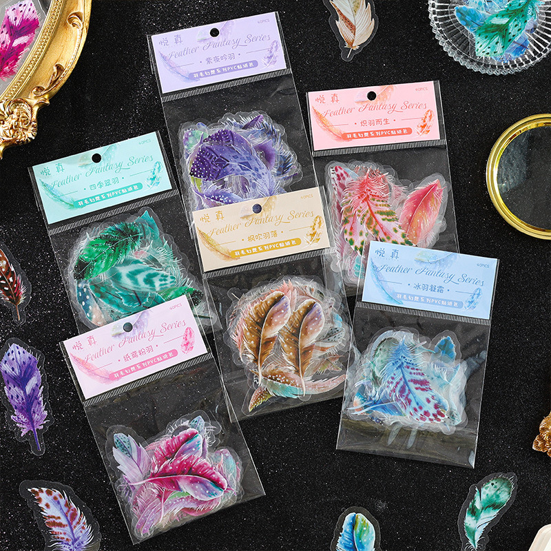 40 pçs/pacote Pena Adesivos De - Resin Art Sticker avaliação e preço