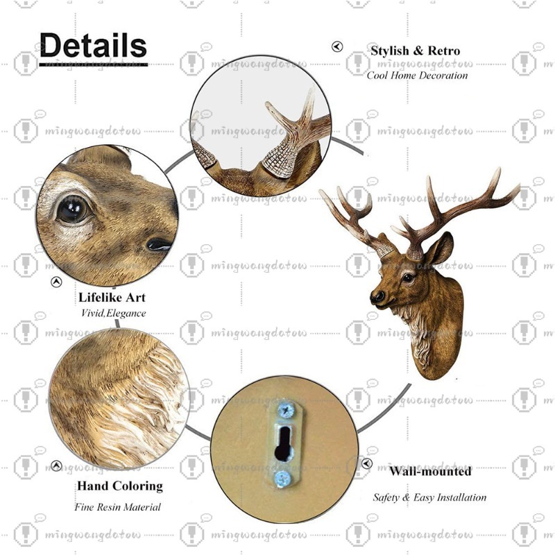 Cabeça de Veado Falsa de 17 Po - Resin Art And Decor avaliação e preço