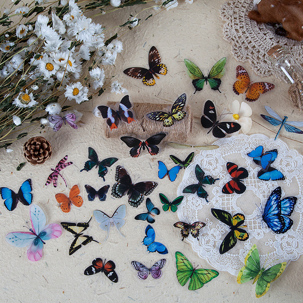 40 pçs/saco borboleta adesivos - Resin Art Sticker avaliação e preço
